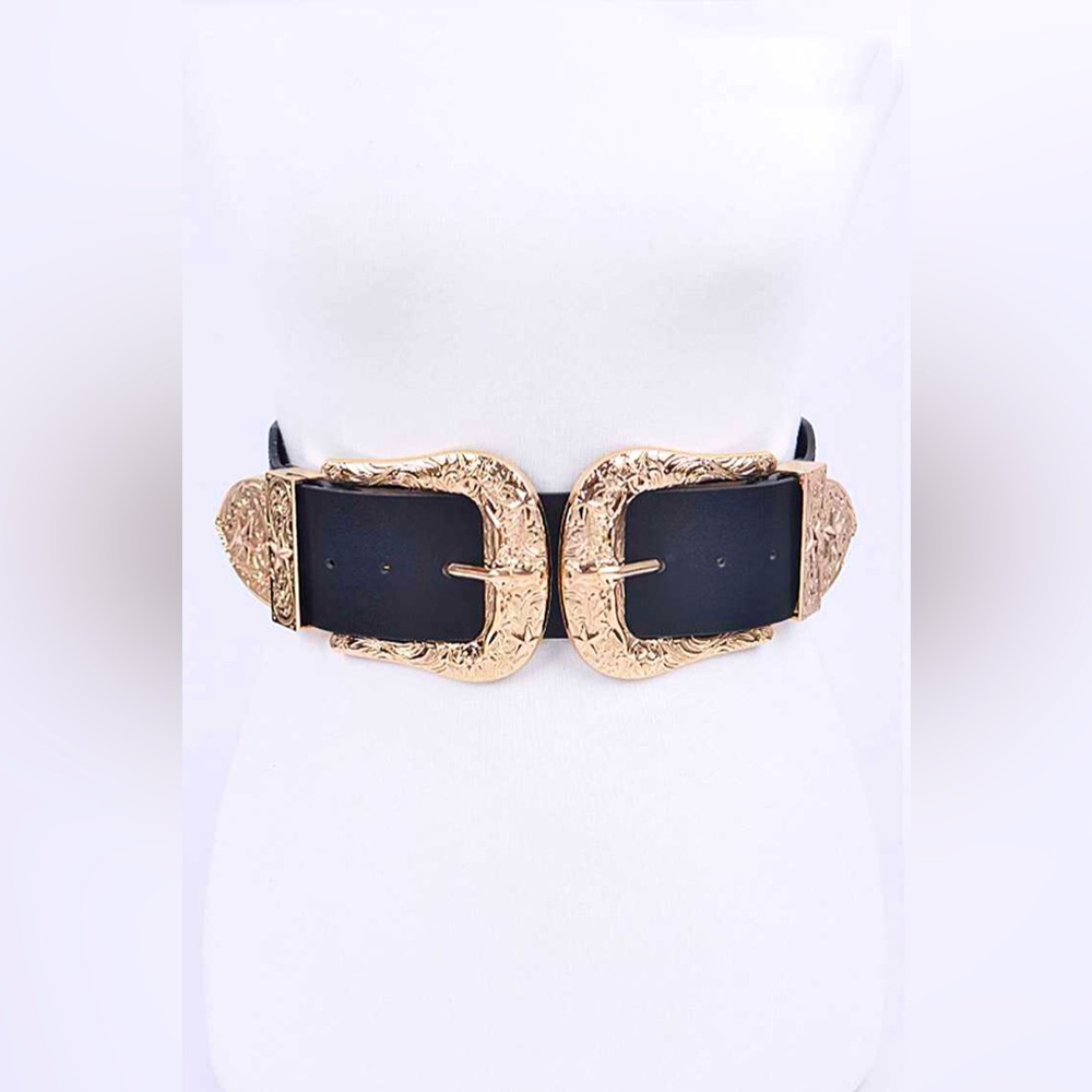 Black & Gold Chunky Western Statement Belt